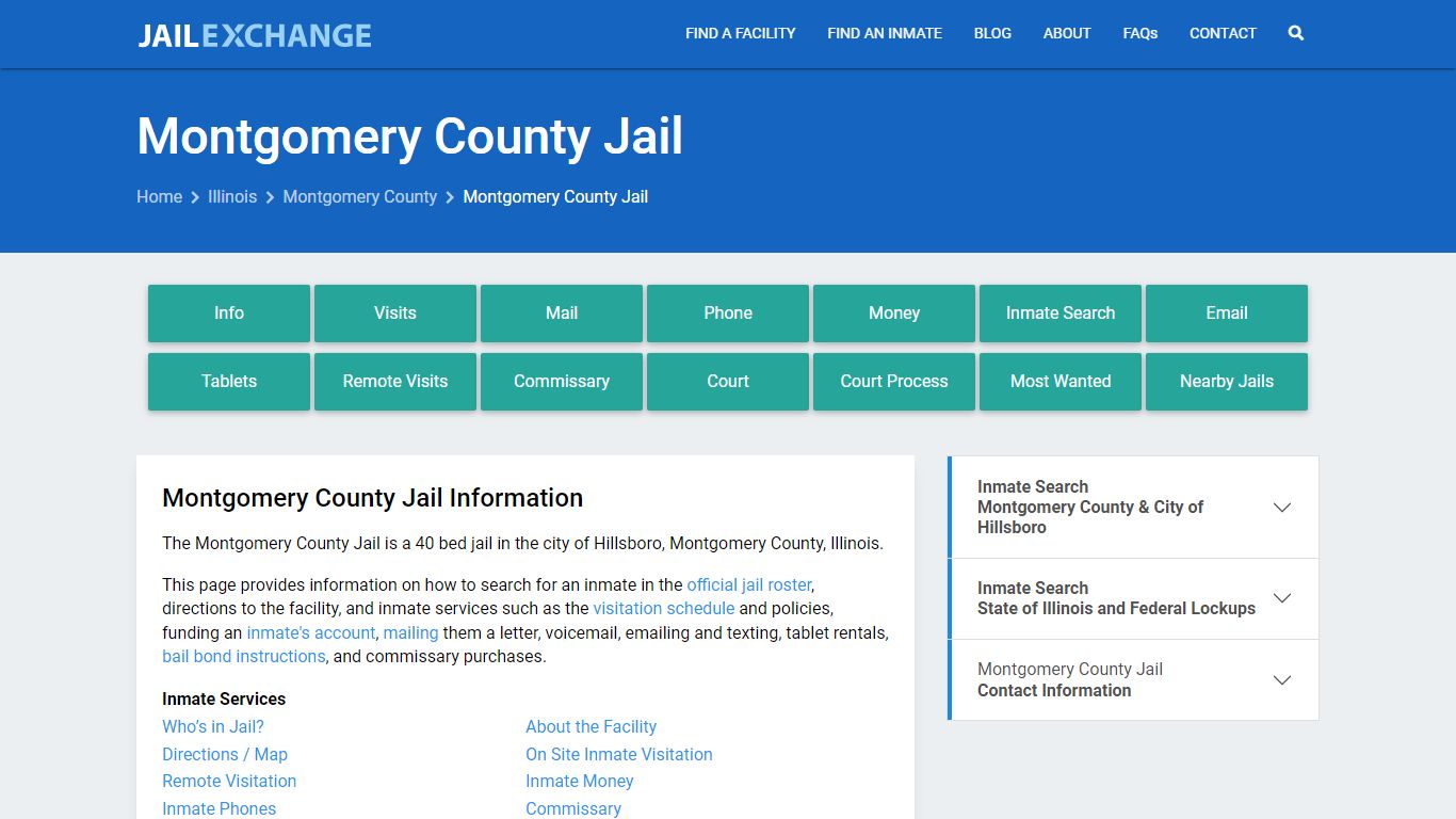 Montgomery County Jail, IL Inmate Search, Information
